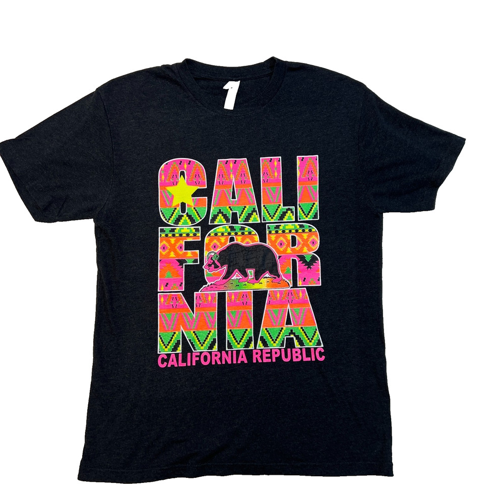 Next Level Apparel Unisex T-Shirt California Republic Tribal Multicolor, Sz M